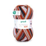 Gründl Wol Big Mamma Print XXL 1 x 400 g, pompoen-vuurrood-lichtgrijs