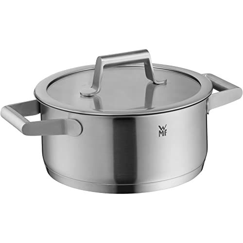 WMF Comfort Line Kookpan klein 20 cm, glazen deksel, braadpan inductie 2,5 l, Cromargan roestvrij staal gematteerd, schaalverdeling aan de binnenkant, stapelbaar, ongecoat