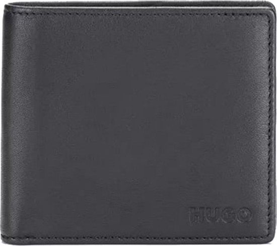 Hugo Subway 4 CC Coin Wallet Black Leather Billfold Wallet for Men