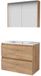 Basic Line Comfort 46 Badkamermeubelset - 80 x 46 cm - Greeploos - 2 Lades - Keramische Wastafel - 1 Kraangat - Spiegelkast - Whisky Oak