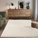 Elisa – Tapis à poils longs avec motif géométrique moderne – Crème – 140 x 200 cm