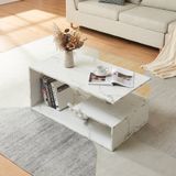 en.casa Salontafel Haarlem rechthoekig marmerlook wit 90x50x41 cm