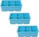 Cosy & Trendy grote ijsblokjes houder - 3x - 6 blokken - blauw - siliconen