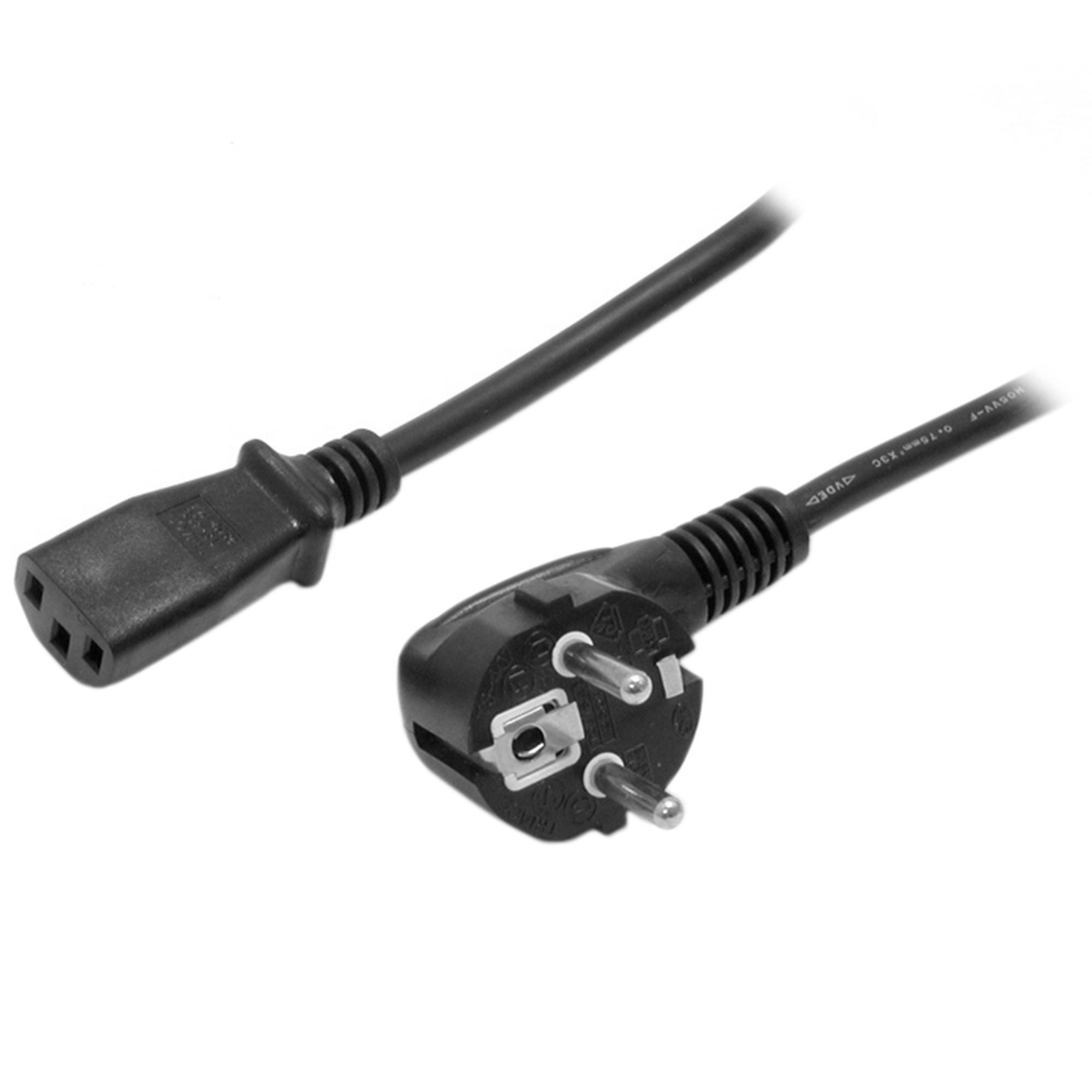 StarTech.com 2m Stroomkabel, 18AWG, EU Schuko naar C13 Voedingskabel, 250V 10A, Zwart, AC Vervangkabel, TV/Monitor Stroomkabel, Schuko CEE 7/7 naar IEC 60320 C13 Voedingskabel, PC Electriciteitssnoer