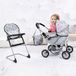 Bayer Design Cosy Poppenwagen set, opvouwbaar, zachte handgreep, met kinderstoel, tas, grijs