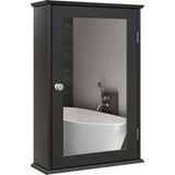 Meuble de salle de bain suspendu avec miroir et porte à fermeture magnétique, 41x14x60 cm, noir