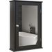 Meuble de salle de bain suspendu avec miroir et porte à fermeture magnétique, 41x14x60 cm, noir