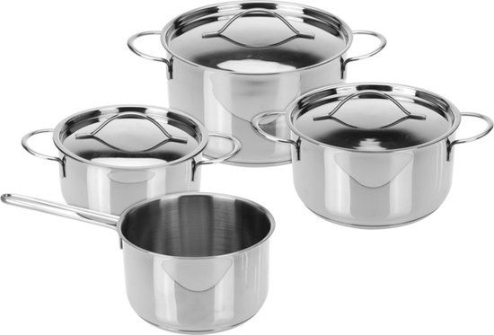 Excellent Houseware 7-delige Pannenset - RVS - Zilver