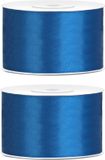 Merkloos Hobby Sierlint satijn - 2x - Donkerblauw - 25 meter