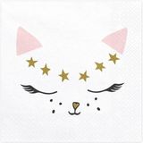 Merkloos Poezen/katten thema feest servetten - 20x stuks - 33 x 33 cm - Kinderverjaardag/feestje