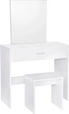 Wan GmbH Table de maquillage - Coiffeuse 3-en-1 - Avec miroir - Avec tabouret - Commode - Coiffeuse de luxe - Chambre à coucher - Look moderne - Blanc
