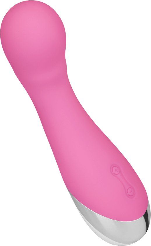 EIS G-spot vibrator, gebogen vibrator, 15.5 cm, roze/wit/zilver
