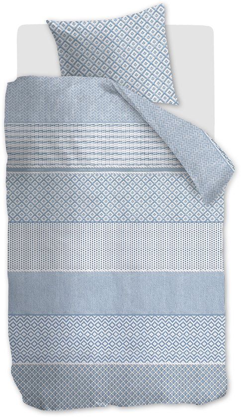 Riviera Maison Rivièra Maison Francesco dekbedovertrek - Eenpersoons - 140 x 200/220 cm - Blauw