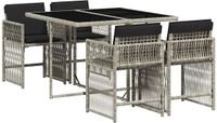 vidaXL 5-delige Tuinset met Kussens, Polyrattan, Lichtgrijs