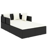 vidaXL Ligbed met kussens 182x118x63 cm polyrotan zwart