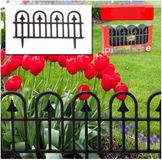 PLASTICFORTE 4x stuks flexibele graskant/tuin rand/kantopsluiting hekjes delen van 57.5 cm donkergrijs - 32 cm hoog incl pinnen