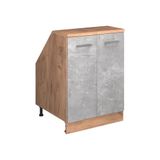 Vicco Rion Kast voor schuine wand – 60 x 81.6 cm met 2 deuren, kastromp 60 cm diepte Beton