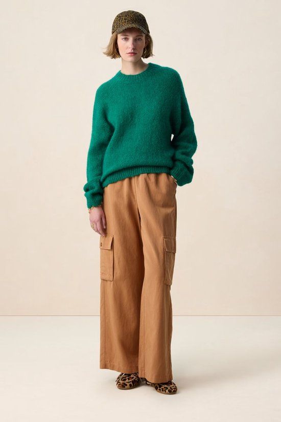 Sissy-Boy Bruine wide leg broek met opgestikte zakken