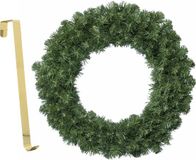 Decoris Kerstkrans - groen - 35 cm - kunststof - incl. messing deurhanger