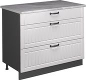 Vicco Keukenonderkast Fame-Line, Wit Landhuis/Antraciet, 100 cm, WB Marmer
