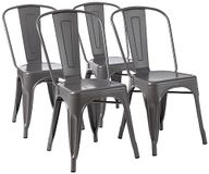 Amazon Basics Eetkamerstoelen, set van 4, 51 x 43 x 85 cm (L x B x H), donkergrijs