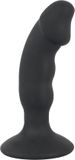 Black Velvets – Vibratie Anaal Plug met Zuignap Licht Gebogen Penis Vorm voor P-Spot Stimulatie – 14 cm - Zwart