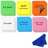 Set met droogwismagneten, set van 24 stuks, 10 x 10 cm, magnetische planningspads voor whiteboard, etiketten - kleine whiteboardmagneetstrips, naamlabels voor thuis, kantoor en klaslokaal