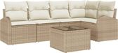 vidaXL Banc de jardin - Set - 6 pièces - Beige et Blanc - Polyrotin