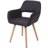 Générique Eetkamerstoel HWC-A50 II, keukenstoel, retro jaren 50 design ~ kunstleer, bruin, lichtgekleurde poten
