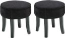 Atmosphera Tabouret / table d'appoint - 2x - bois/tissu - velours noir - D35 x H40 cm