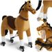 tectake Cheval à bascule sur roues – Cheval jouet à monter – Cheval en peluche avec poignées antidérapantes – Pour enfants de 3 à 12 ans – Cadre en acier – Usage intérieur et extérieur – marron, 34x89x100cm