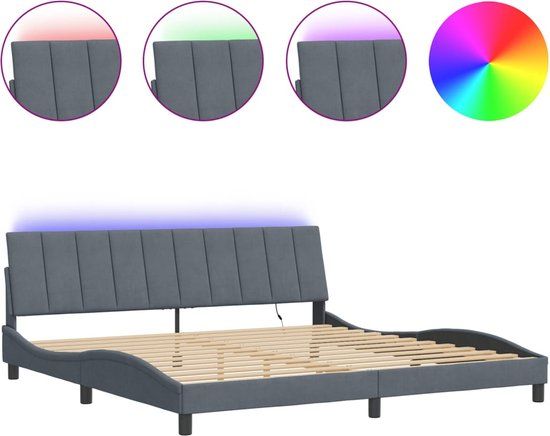 vidaXL Bedframe Hanko Fluweel Donkergrijs 200x200 cm