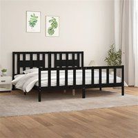 vidaXL Bedframe met hoofdbord massief grenenhout zwart 200x200 cm