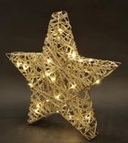 Led-decoratieve lamp met leds, warmwit, zilver, lichtster van metaal met timerfunctie, werkt op batterijen, 45 cm groot, winter- en kerstdecoratie, kerstster, verlichting, sterlamp, goud, klein