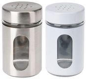 Excellent Houseware Set de salière et poivrière - verre - blanc et argent - 94 ml