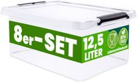 Deuba Opbergox - Set van 8 Stapelbaar 39x29x17cm 12,5L – Transparant
