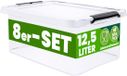 Deuba Opbergox - Set van 8 Stapelbaar 39x29x17cm 12,5L – Transparant