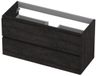 INK - Onderkast 2 Laden Greeploos met Houten Keerlijst - 1000x400x520 Mm - Houtskool Eiken