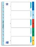 Oxford Kunststof tabbladen A4, Strong-Line, cijfers 1-5, 5-delig, 25 stuks
