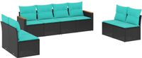 vidaXL 8-delige tuinbankset met kussens, zwart polyrotan