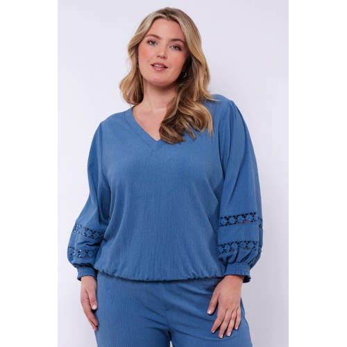 Exxcellent Blousetop Blauw Broderie