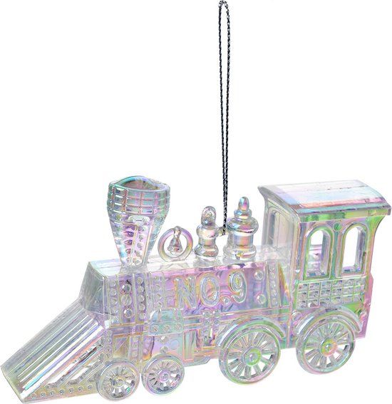 Clayre & Eef Kersthanger Trein - 12 cm - Zilverkleurig - Kunststof