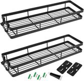 Merkloos Dailygoods Kruidenrek 2 Stuks Zwart Metaal Wandrek Keuken Hangend Keukenrek Inclusief Haken Eenvoudige Installatie