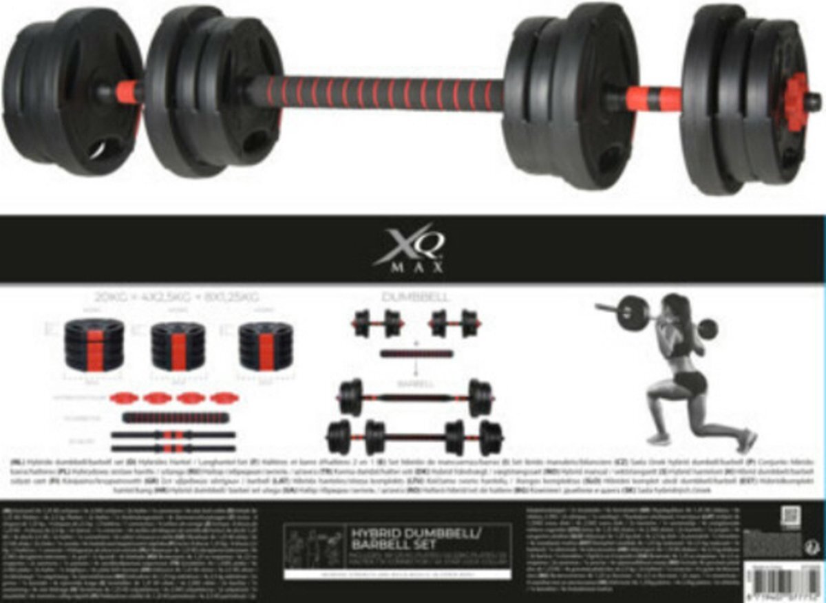 XQMAX 20 kg Dumbbell & Barbell - 3-in- 1 - Verstelbaar - Copy