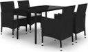 vidaXL 5-delige Tuinset met Kussens, Poly Rattan en Glas
