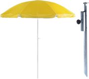 Merkloos Parasol met metalen grondharing - geel - polyester - Dia 200 cm - verstelbaar