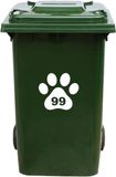 MC Living Kliko Sticker / Vuilnisbak Sticker - Hondenpoot - Nummer 99 - 18x16,5 - Wit