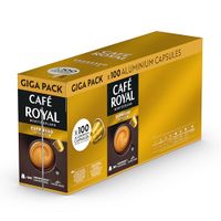 Café Royal Espresso Promo Pack, 100 Nespresso compatibele capsules, 80% gerecycled aluminium, Rainforest Alliance gecertificeerd, 100% Arabica koffie, intensiteit 6