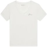 Guess T-shirt dames New Vn Mini Logo V-hals Korte mouw Katoen M Zuiver wit