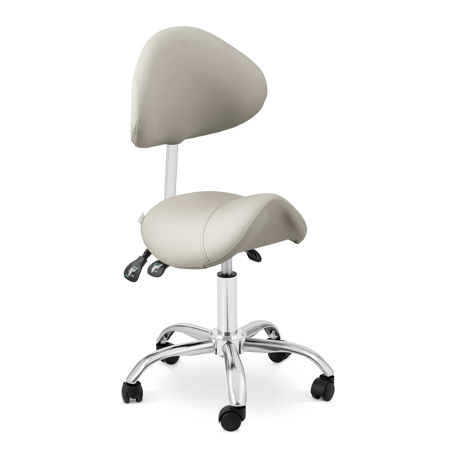 physa Zadel stoel - In hoogte verstelbare rugleuning en zitting - 55-69 cm - 150 kg - Grijs, Zilver